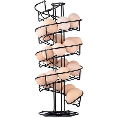 China Viable Metal Design Egg Skelter Dispenser Rack Egg Storage Display Holder Kitchen Rack Spiral Basket for sale