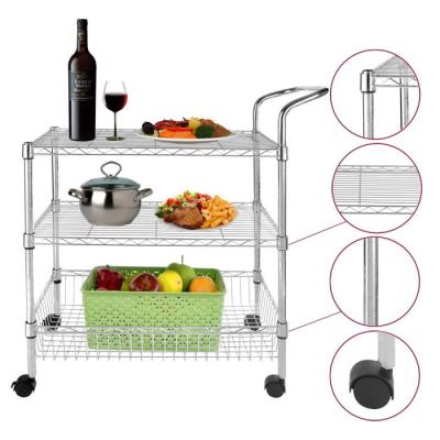 China High Quality Minimalist Wire Shelving Chrome Commercial Baking Storage Racks And Holders Turning Chrome Shelf Cart for sale