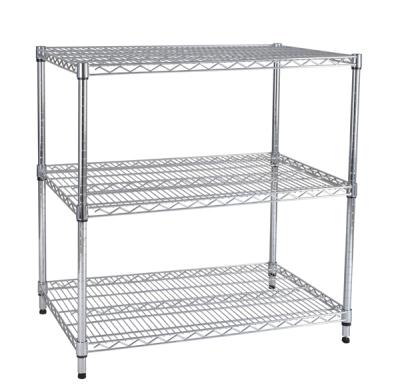 China Chrome Minimalist Hot Selling Wire Shelving 3 Tiers Adjustable Metal Wire Shelving Units Garage Storage Racks for sale