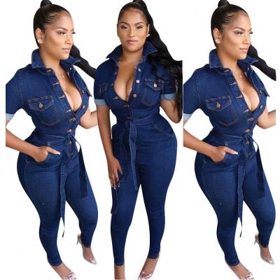 China Yeungpok Women Denim Overalls Ladies Jeans Rompers Female Casual Overall Playsuit Viable With Pocket for sale