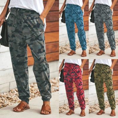 China YP Drawstring Women Casual QUICK DRY Camouflage Print Slim Long Pants for sale