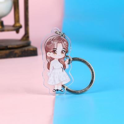 China Hot Selling Eco-friendly Cartoon Figure Key Chain PVC Acrylic Anime Key Chain Clearly Charms Anime Accessories Plastic Key Chains for sale