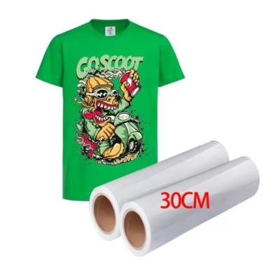 China Double Single Side DTF Pet Film 30CM 33CM 60CM*100M Roll Heat Transfer 75Micron Hot Cold Peel DTF Film for sale