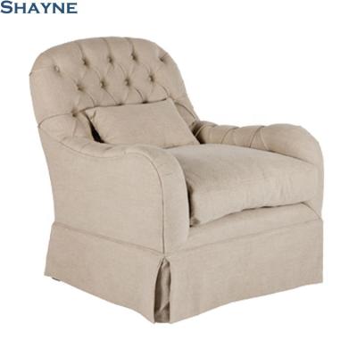 China Shayne Luxury High End High End Customize Antique White Fabric 8 Way Hand-tied English Spring Suspension Roll Arm Slipcovered Chair for sale