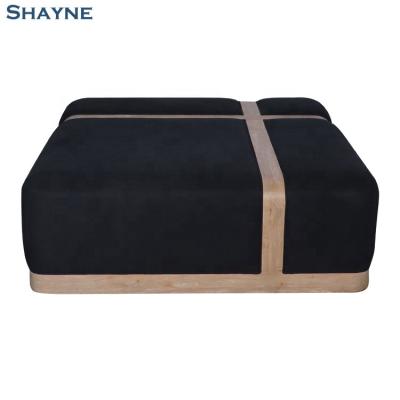 China Shayne ODM Factory 1000000 SKUs Luxury Hotel One-stop Luxury Customize American Style Black Fabric Wooden Bar Stools Chair for sale