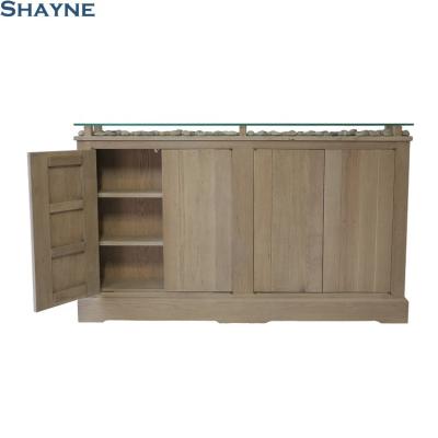 China (Other) Shayne Luxury Customize ODM Adjustable Antique Solid Oak 4 Doors and 4 Adjustable Shelves Storage Living Room Wood Cabinet for sale