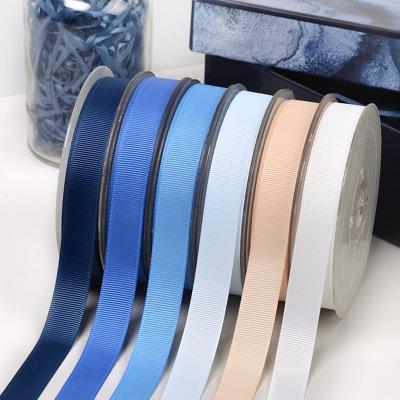 China Recyled Ribest Gift Packaging Grosgrain Ribbon Printed Logo Wholesale Rolls 196 Colors 18 Sizes for sale