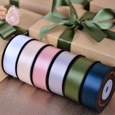 China Ribest Daily Running Double Faced Satin Ribbon Gifts Bands Strap Wholesale Baking Flower Packing Rolls for sale