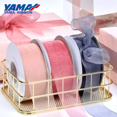 China High Tenacity Yama Ribbon 3-75MM Width Colorful Polyester Sheer Organza Ribbon For Gift Wrapping for sale