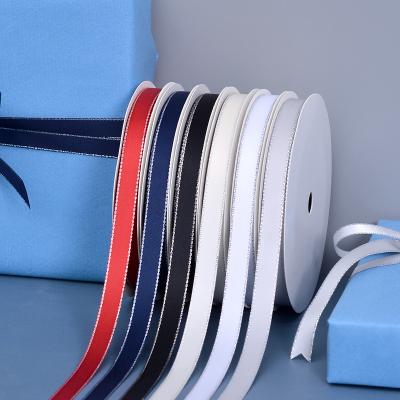 China Ribest Polyester Metallic Wrapping Tape For Gift Wrapping Wholesale 100Yard /Roll Silver Edge 6MM for sale