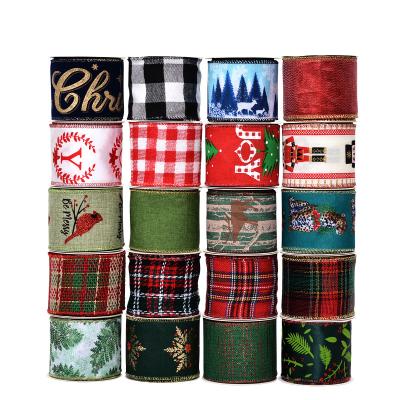 China Ribest Christmas Floral High Quality Customized Cable Edge Ribbon 2.5 Inch Logo Printed Wholesale for sale