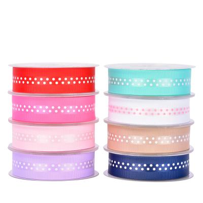 China RIBEST floral Logo Printed Grosgrain Ribbon Polka Dot Gift Packaging 1 inch bun wholesale for sale