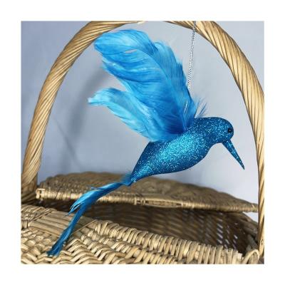 China Use Eco-friendly Dyeing Artificial Stuff Glittered Humming Bird Artificial Bird For Feather Hat Trim For Arts And Crafts Decorative Feather Brooches for sale