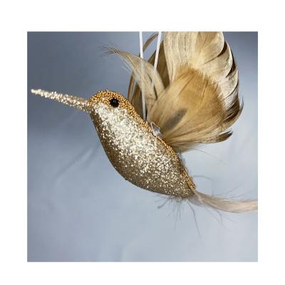 China Vivid Artificial Decoration and Feather Christmas Decoration Glittered Humming Bird Table Wall-art for sale