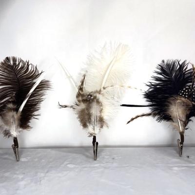 China Large Peacock Hair Feather Exaggerated Ostrich Boho Earrings Women Natural Long Tassel Earring for sale