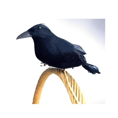 China Use Cavnial Halloween Party Wholesale Outdoor Home Party Decorations Eco-friendly Dye Palapala Factory Yard Black Feathered Crows for sale