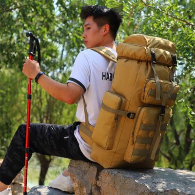 China Custom Made Custom Logo Oxford Cloth Strip Steel Waterproof 75l Frame Sports Backpack Bag for sale