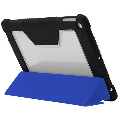 China Blue Rugged Folio Case for iPad 8th Generation 10.2 inch with Magnetic Cover and Clear Back Cover A006-BLUBLK for sale