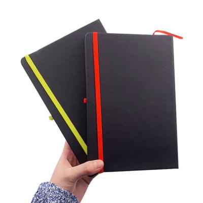 China Hardcover Personalized Custom High Quality Black Leather Color Book PU Leather Notebook for sale