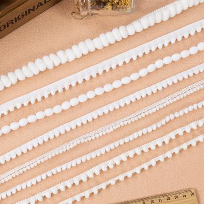 China Small tassel edge contton lace ball tassel high plush decorative nylon elastic lace viable ball diy handmade clothing for sale