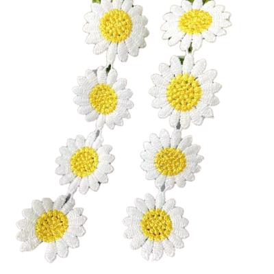 China Viable Yellow Sunflower Daisy DIY Embroidery Lace Clothing Accessories Textile Fabric Water Soluble Home Bedding for sale