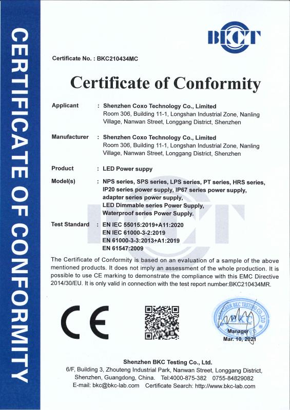 CE - Shenzhen Coxo Technology Co., Limited