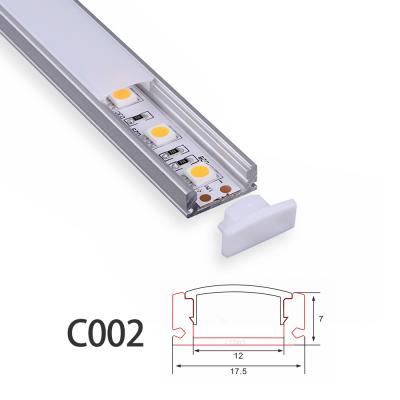 China Modern super slim c002 7mm aluminum profile for led strip baseboard recessed multimeter angel 3 wire aluminum profile graphite channel for sale