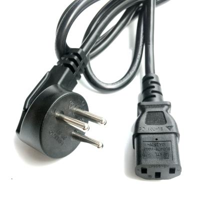 China Black Household Appliance 1.8m Power Cord SI 3Pin Israel With IEC C13 HO5VV-F 3x1.5mm2 for sale