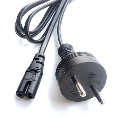 China Black Household Appliance AC Power Cable 1.8m SI 2 Pin Israel With IEC C7 HO3VV-F 2x0.75mm2 for sale