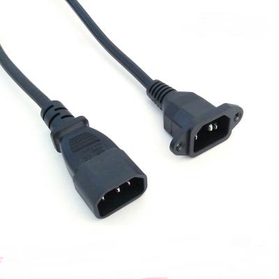 China Black Household Appliance 1.2m IEC c14 to c14 power cord with screw H05VV-F 3X0.75mm2 for sale