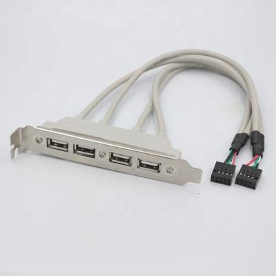 China Laptop Dual USB 2.0 9pin to 4 USB Left Bulkhead Cable for Mainframe 30cm for sale