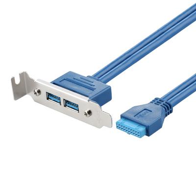 China Laptop 50cm Dual USB 3.0 To 20pin Header Adapter Cable Short Low Profile Bracket In Stock for sale