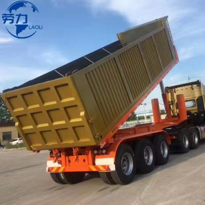 China Truck Trailer China hot sale export to Africa 40ton dump semi trailer 3 axle 4 axle side dump semi trailer for bulk cargo for sale