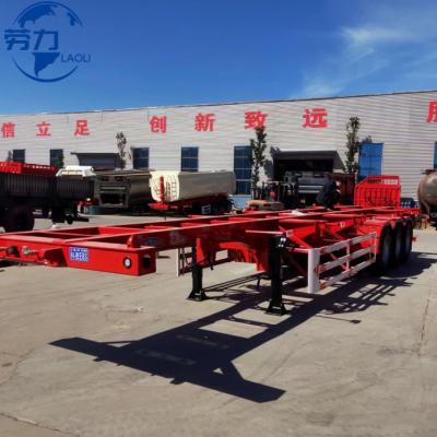 China Truck Trailer 3 axle flatbed 40 ton 40ft container semi-trailer Skeleton trailer for ports for sale