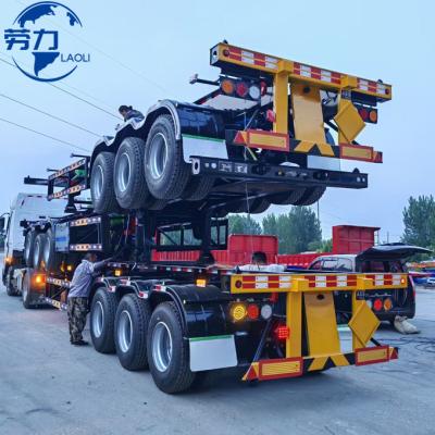 China Truck Trailer 3 axle flatbed 40 ton 40ft container semi-trailer 20FT 40FT  53FT Container Skeleton trailer for ports for sale