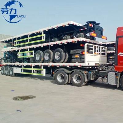 China Truck Trailer Flatbed semi-trailer 40ft Container Carrier Truck trailer With low price Laoli brand for sale