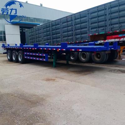 China Flatbed Truck Trailer 40tons 45ft Container Trailer For 40HC 45GP Factory Transport Promotion 14m Container Carrier Flat Bed Semi Trailers for sale