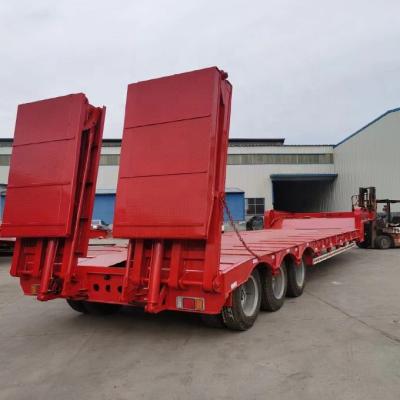 China Truck Trailer China truck trailer 3 axles low bed semi trailer for transportation engineering machine ,big equiplment and steel et. for sale