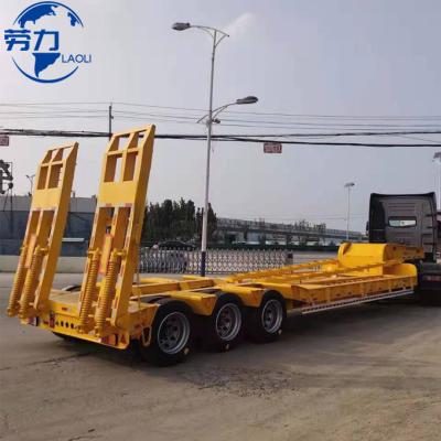 China Truck Trailer 2 3 4 Axle Lowbed Loader With Hydraulic Ladder Semitrailer Lowboy Low Bed Trailer Gooseneck Excavator Trailer For Sale for sale