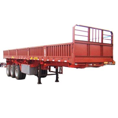 China Semi Truck Trailer Factory 3 Axles 40ton 40ft Side Wall Cargo Truck Barrier Semi Trailer Lowbed Fence Semi Trailer Used For Bulk Cargo for sale