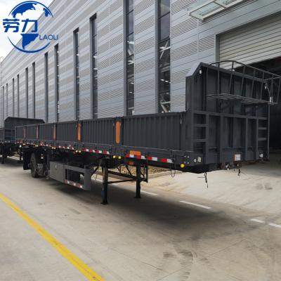 China Truck Trailer 60 Ton Drop Side Wall Fence Semi Trailer 4 Axle Sidewall Dropside 3 Axle Cargo Transport Truck Trailer For Sale for sale