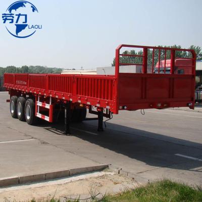 China Truck Trailer 40-60 Ton 40ft Drop Side Wall Semi Trailer Sidewall Dropside 3 Axle Cargo Transport Truck Trailer For Sale for sale