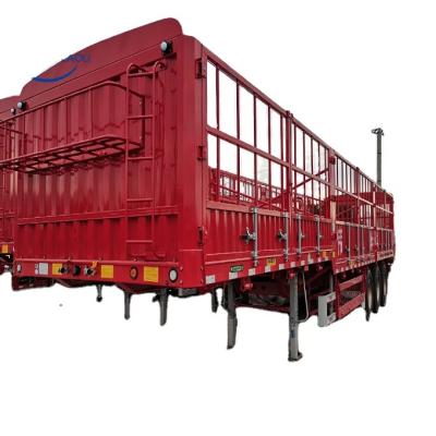 China Truck Trailer 3 Axle 40on 60ton Cargo Trailer With Fence Side Wall 60-2200mm Semi Trailer For Animal Transport for sale