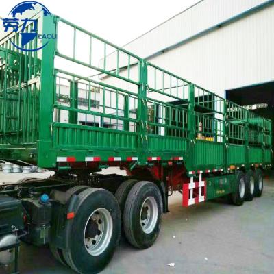 China Truck Trailer 40ton drop side wall fence semi-trailer 3 axle carbon steel  Aluminum cargo trailer used for airport for sale