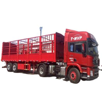 China Truck Trailer 2 axle side wall semi trailer 40ton fence lightweight new cargo trailer with lift alxe for sale