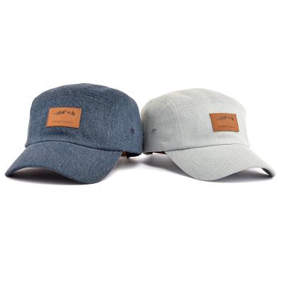 China New Jeans Fabric Cap Customized Logo 5 Panel COMMON Styling Cap for sale