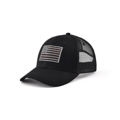 China Customized Baseball Caps COMMON With American Flag Mesh Hat 6 Panel Cotton Trucker Hat for sale