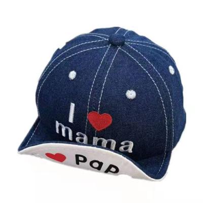 China JOINT Love Mom Dad Kids Cotton Denim Baby Sun Hats Baseball Cap Hat for sale