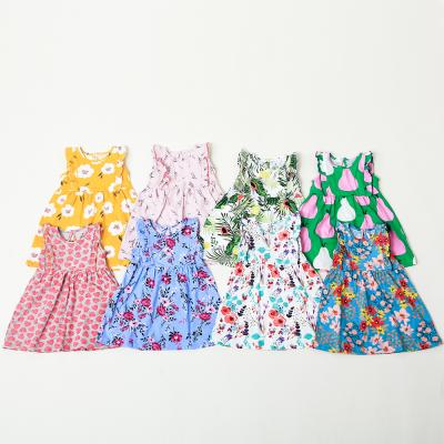 China 2021Ruffles Anti-wrinkle Sleeveless Infant Dress Knitted Blend Cute Baby Printed Skirts Floral Cotton Summer 0-3 Years Baby Dress for sale