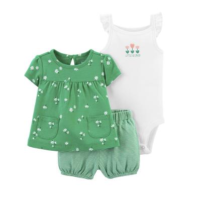 China Summer QUICK DRY Shorts Sheaths Babies' Rompers Small Floral 3-Piece Set Short Set For Baby for sale